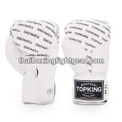 Gants de Boxe Thai TOP KING FULL IMPACT SINGLE TONE-TKBGFI Blanc