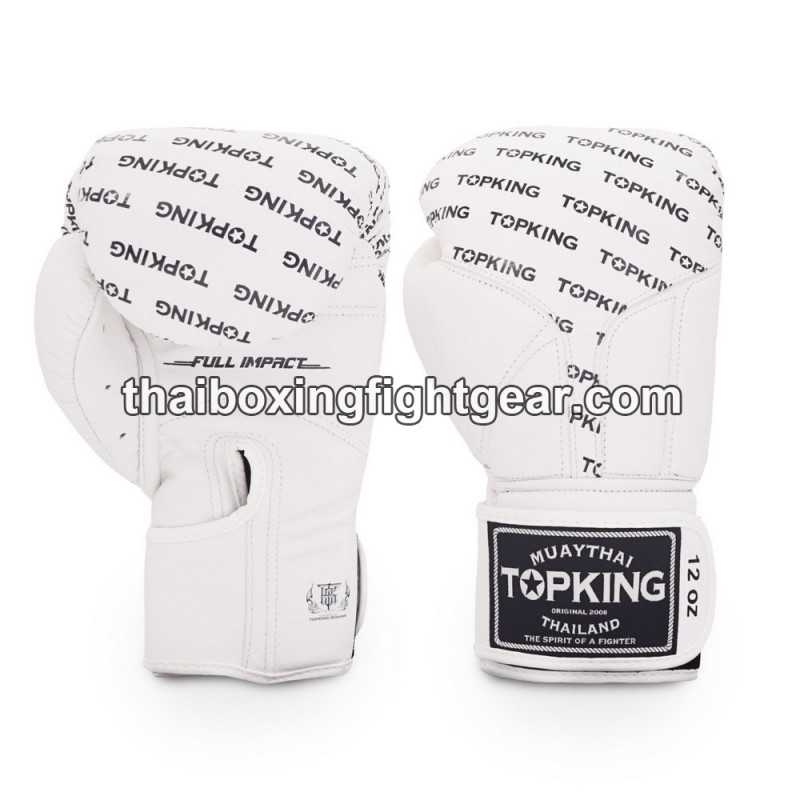 Gants de Boxe Thai TOP KING FULL IMPACT SINGLE TONE-TKBGFI Blanc
