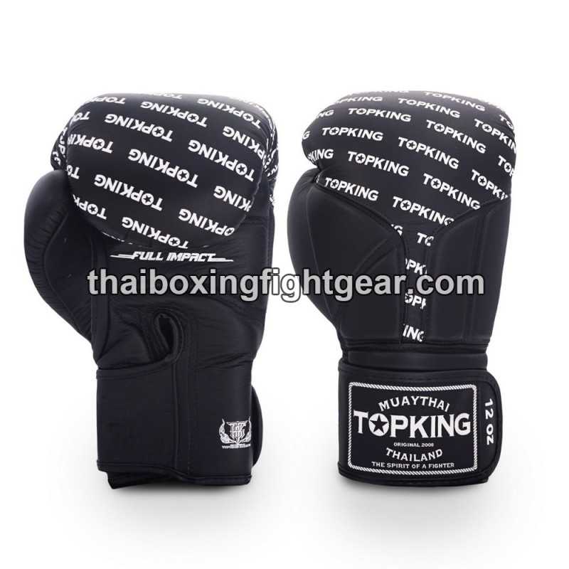 Gants de Boxe Thai TOP KING FULL IMPACT SINGLE TONE-TKBGFI Noir