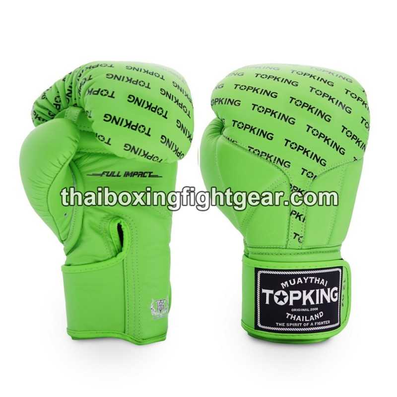 Gants de Boxe Thai TOP KING FULL IMPACT SINGLE TONE-TKBGFI Vert