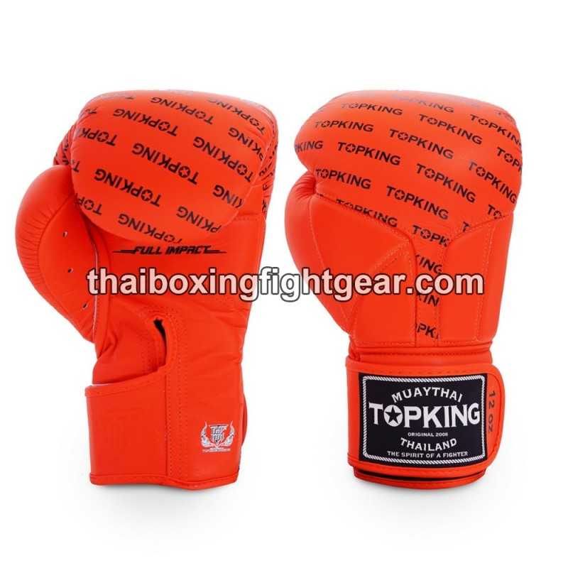 Gants de Boxe Thai TOP KING FULL IMPACT SINGLE TONE-TKBGFI Orange