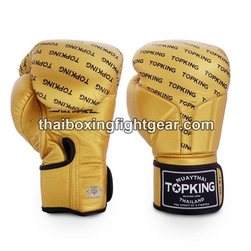 Gants de Boxe Thai TOP KING FULL IMPACT SINGLE TONE-TKBGFI Or