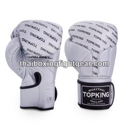 Gants de Boxe Thai TOP KING FULL IMPACT SINGLE TONE-TKBGFI Argent