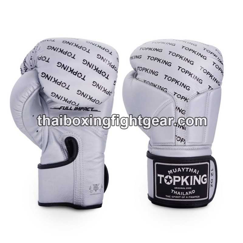 Gants de Boxe Thai TOP KING FULL IMPACT SINGLE TONE-TKBGFI Argent
