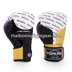 Gants de Boxe Thai TOP KING FULL IMPACT  TRIPLE TONE-TKBGFI Noir Or Blanc
