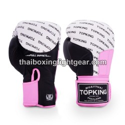 Gants de Boxe Thai TOP KING FULL IMPACT  TRIPLE TONE-TKBGFI Noir Rose Blanc