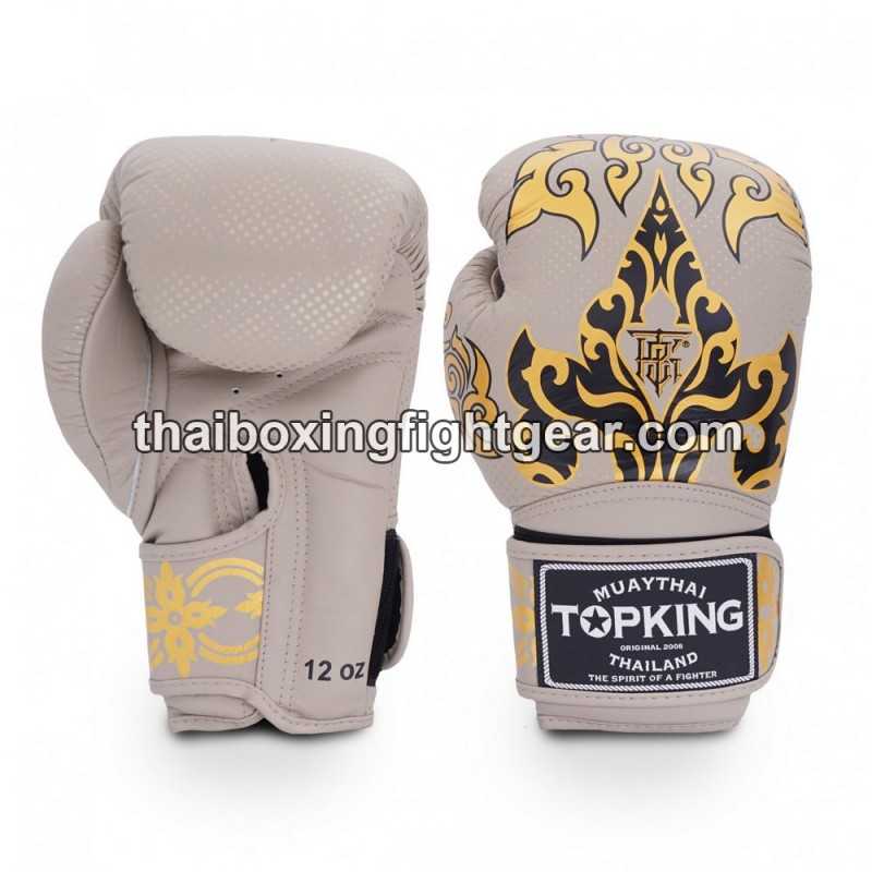 Gants de Boxe Thai TOP KING KANOK-TKBGKN BEIGE