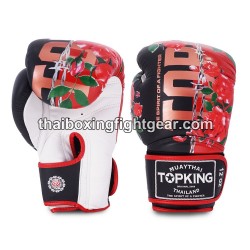 Gants de Boxe Thai TOP KING ROSE-TKBGRS Noir