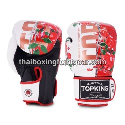 Gants de Boxe Thai TOP KING ROSE-TKBGRS Blanc