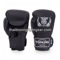 Gants de Boxe Thai TOP KING SUPER AIR SINGLE TONE-TKBGSA Noir
