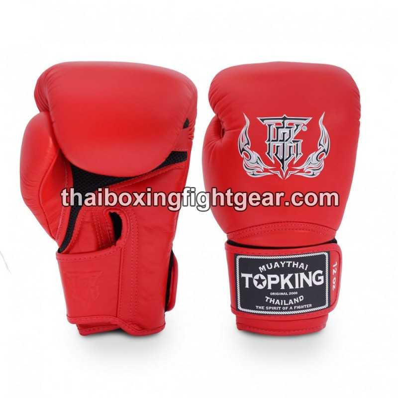 Gants de Boxe Thai TOP KING SUPER AIR SINGLE TONE-TKBGSA Rouge