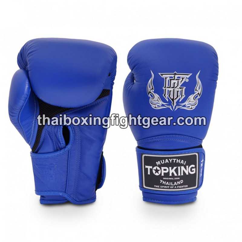 Gants de Boxe Thai TOP KING SUPER AIR SINGLE TONE-TKBGSA Bleu