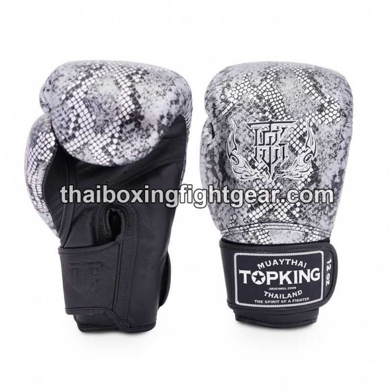 Gants de Boxe Thai TOP KING SUPER AIR SNAKE-TKBGSS Noir Argent