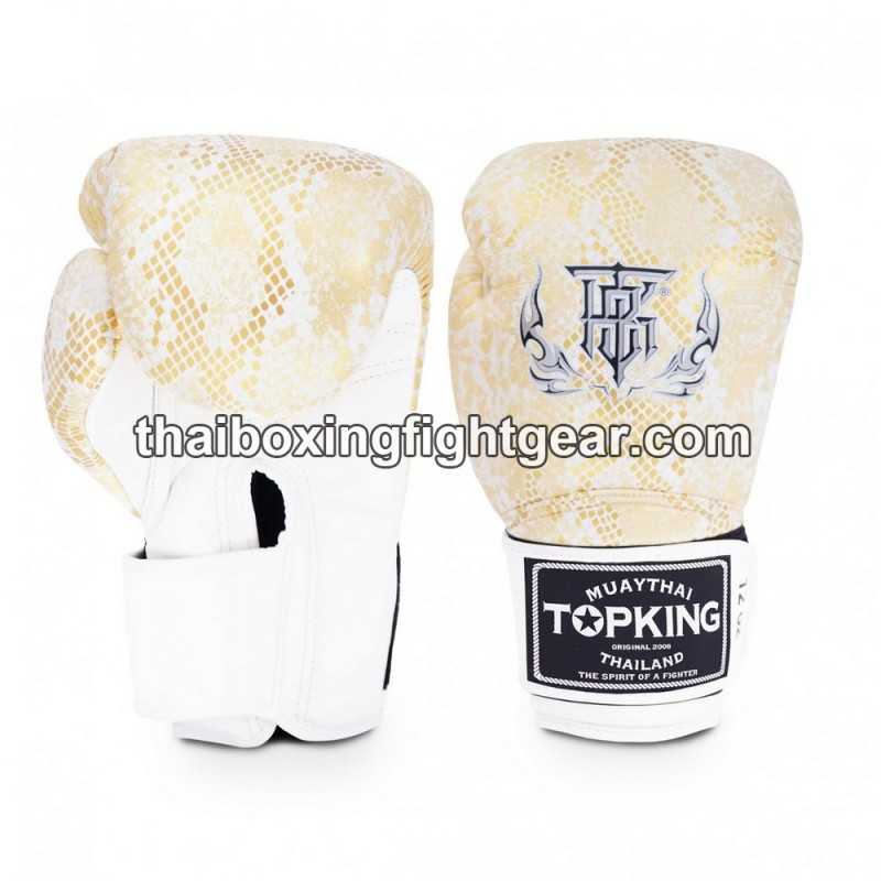 Gants de Boxe Thai TOP KING SUPER AIR SNAKE-TKBGSS Blanc Or