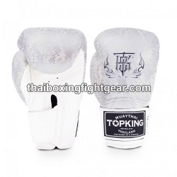 Gants de Boxe Thai TOP KING SUPER AIR SNAKE-TKBGSS Blanc Argent