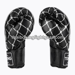 Gants de Boxe Thai TOP KING TKBGCH-CHAIN Noir Argent