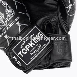 Gants de Boxe Thai TOP KING TKBGCH-CHAIN Noir Argent
