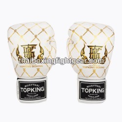 Gants de Boxe Thai TOP KING TKBGCH-CHAIN Blanc Or