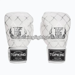 Gants de Boxe Thai TOP KING TKBGCH-CHAIN Blanc Argent