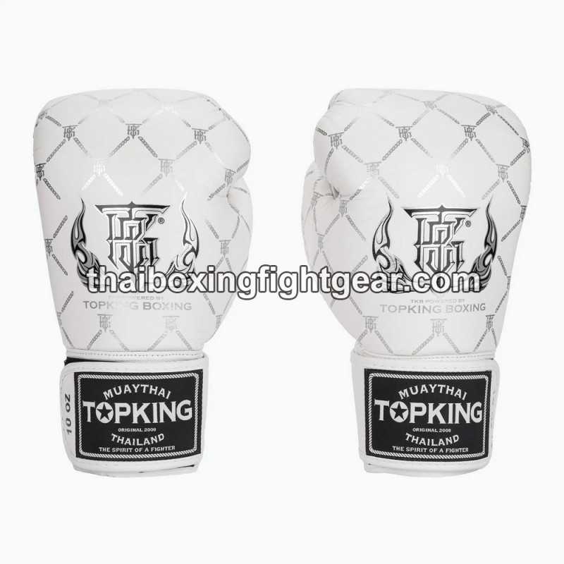 Gants de Boxe Thai TOP KING TKBGCH-CHAIN Blanc Argent