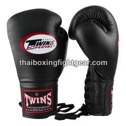Gants de boxe thai Twins BGLL1 Noir Lacets