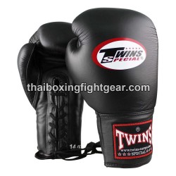 Gants de boxe thai Twins BGLL1 Noir Lacets