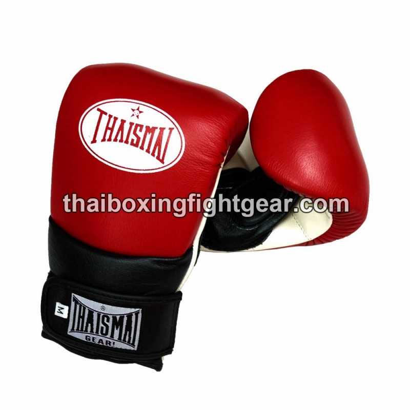 Gants de sac de frappe Thaismai BG114 Cuir Rouge Noir Blanc