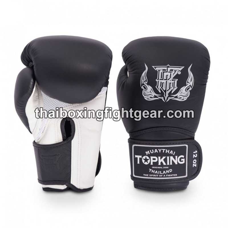 Gants de Boxe Thai TOP KING SUPER AIR DOUBLE TONE-TKBGSA Noir Blanc