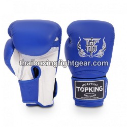 Gants de Boxe Thai TOP KING SUPER AIR DOUBLE TONE-TKBGSA Bleu Blanc