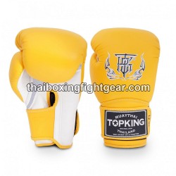 Gants de Boxe Thai TOP KING SUPER AIR DOUBLE TONE-TKBGSA Jaune Blanc