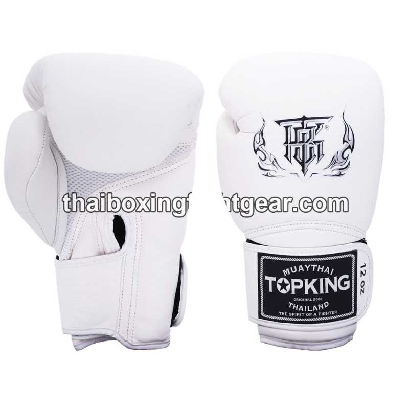 Gants de Boxe Thai TOP KING SUPER AIR SINGLE TONE-TKBGSA Blanc