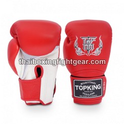 Gants de Boxe Thai TOP KING SUPER AIR DOUBLE TONE-TKBGSA Rouge Blanc