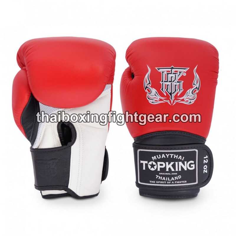 Gants de Boxe Thai TOP KING SUPER AIR TRIPLE TONE -TKBGSA Rouge Noir Blanc