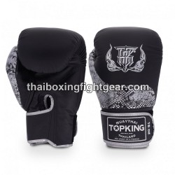 Gants de Boxe Thai TOP KING TKBGPW-POWER SNAKE Noir Argent
