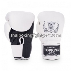 Gants de Boxe Thai TOP KING SUPER DOUBLE TONE-TKBGSV Blanc Noir