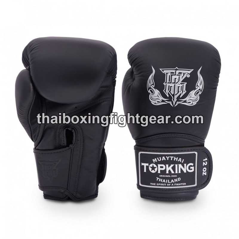 Gants de Boxe Thai TOP KING SUPER SINGLE TONE-TKBGSV Noir