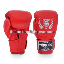 Gants de Boxe Thai TOP KING SUPER SINGLE TONE-TKBGSV Rouge