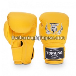 Gants de Boxe Thai TOP KING SUPER SINGLE TONE-TKBGSV Jaune