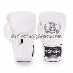 Gants de Boxe Thai TOP KING SUPER SINGLE TONE-TKBGSV Blanc