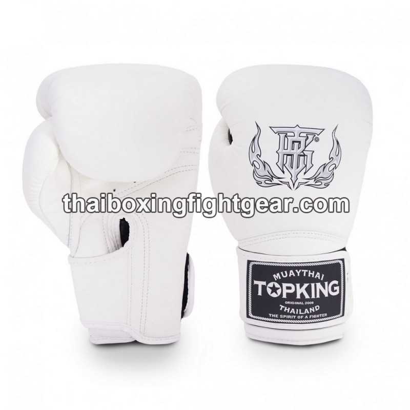 Gants de Boxe Thai TOP KING SUPER SINGLE TONE-TKBGSV Blanc