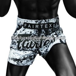Short de boxe thai Fairtex "BS1948 Grunge White"